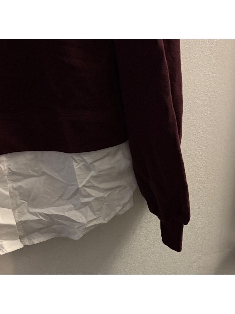 LOFT Burgundy and White faux Layered Sweatshirt - Picture 4 of 4
